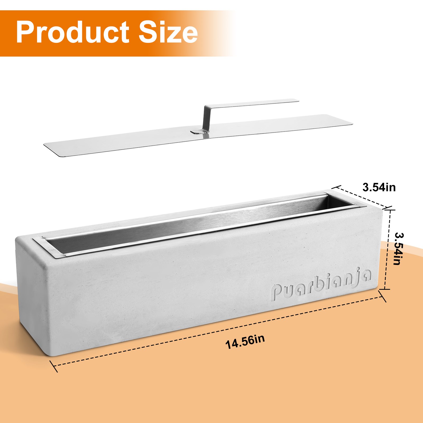 Puarbianja 14.5" Tabletop Fire Pit - Stylish Concrete Fire Pit for Indoor & Outdoor Use - Gift for Christmas ,White Elephant Gift, Light Grey - Image 2