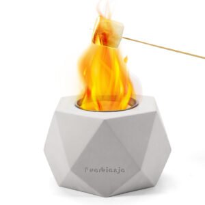 Puarbianja 6.1" Tabletop Fire Pit - Outdoor & Indoor Fire pit for Smores, Portable Mini Fireplace, Gift for Christmas ,White Elephant Gift, Light Grey