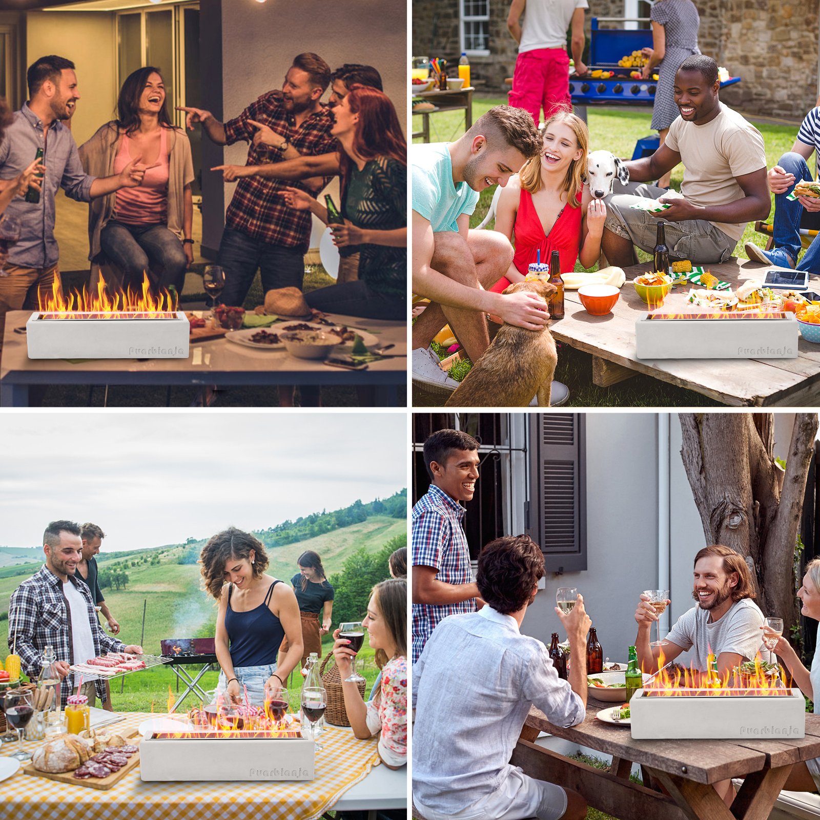 Puarbianja 14.5" Tabletop Fire Pit - Stylish Concrete Fire Pit for Indoor & Outdoor Use - Gift for Christmas ,White Elephant Gift, Light Grey - Image 6