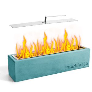 Puarbianja 14.5" Tabletop Fire Pit - Stylish Concrete Fire Pit for Indoor & Outdoor Use - Gift for Christmas ,White Elephant Gift, Light Blue
