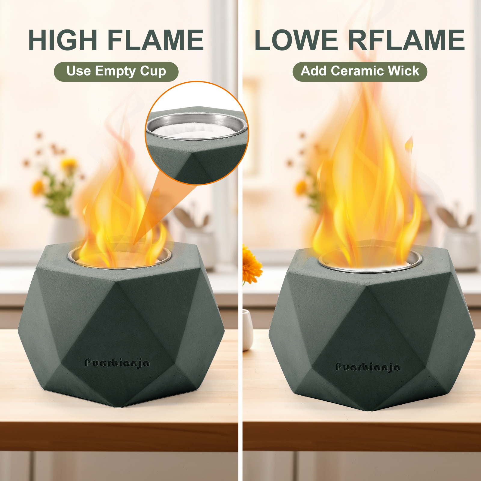 Puarbianja 6.1" Tabletop Fire Pit - Outdoor & Indoor Fire pit for Smores, Portable Mini Fireplace, Gift for Christmas ,White Elephant Gift, Brick Blue - Image 4