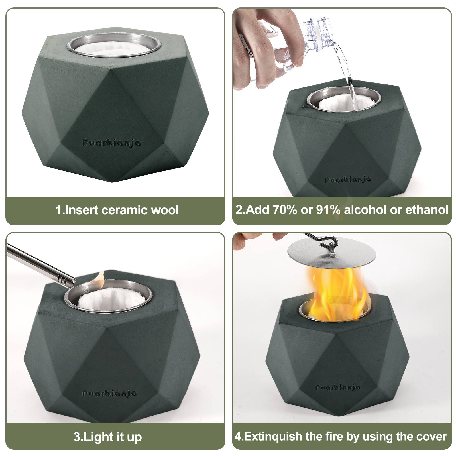 Puarbianja 6.1" Tabletop Fire Pit - Outdoor & Indoor Fire pit for Smores, Portable Mini Fireplace, Gift for Christmas ,White Elephant Gift, Brick Blue - Image 5