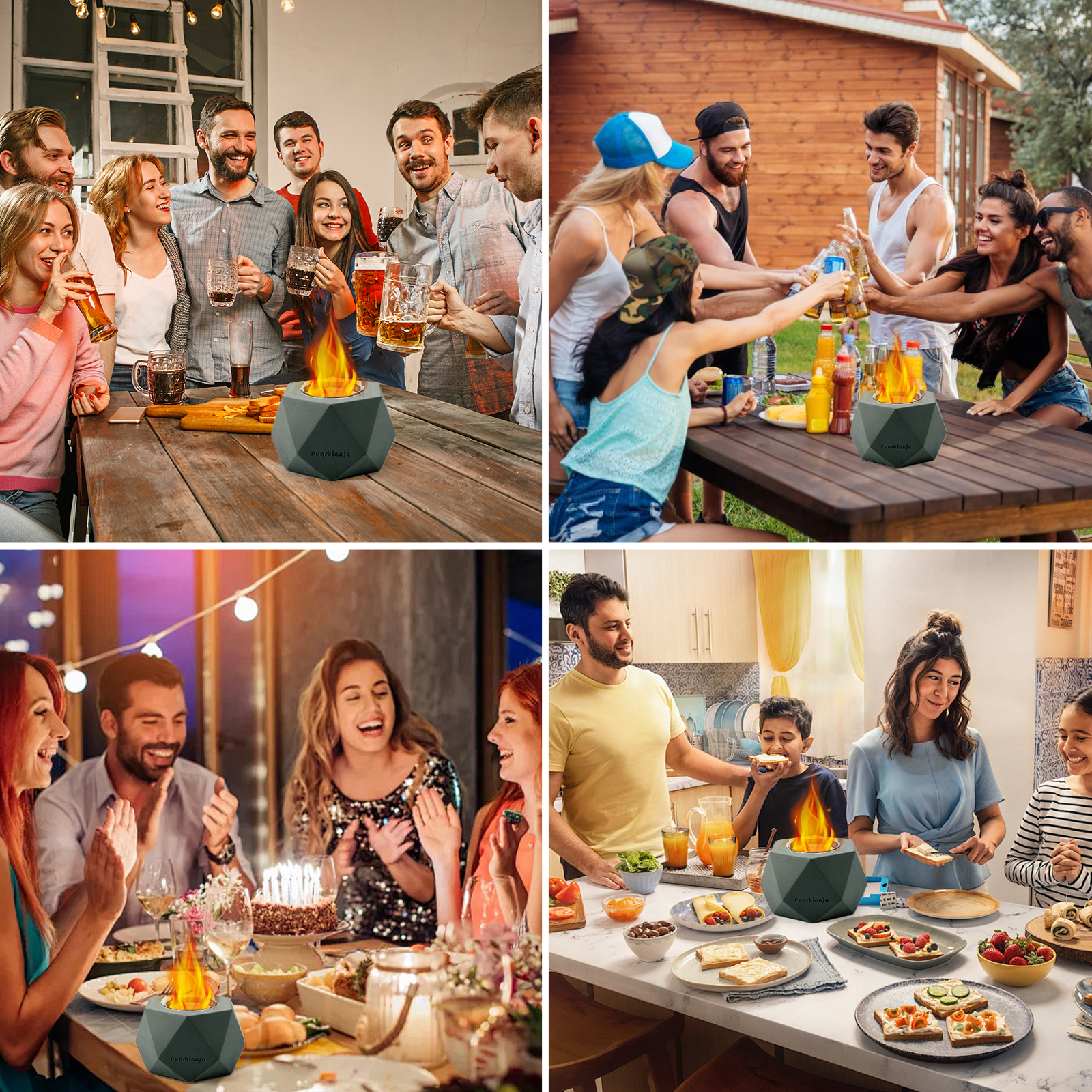 Puarbianja 6.1" Tabletop Fire Pit - Outdoor & Indoor Fire pit for Smores, Portable Mini Fireplace, Gift for Christmas ,White Elephant Gift, Brick Blue - Image 6