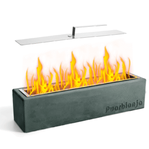 Puarbianja 14.5" Tabletop Fire Pit  - Stylish Concrete Fire Pit for Indoor & Outdoor Use - Gift for Christmas ,White Elephant Gift, Brick Blue