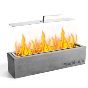 Puarbianja 14.5" Tabletop Fire Pit  - Stylish Concrete Fire Pit for Indoor & Outdoor Use - Gift for Christmas ,White Elephant Gift, Grey